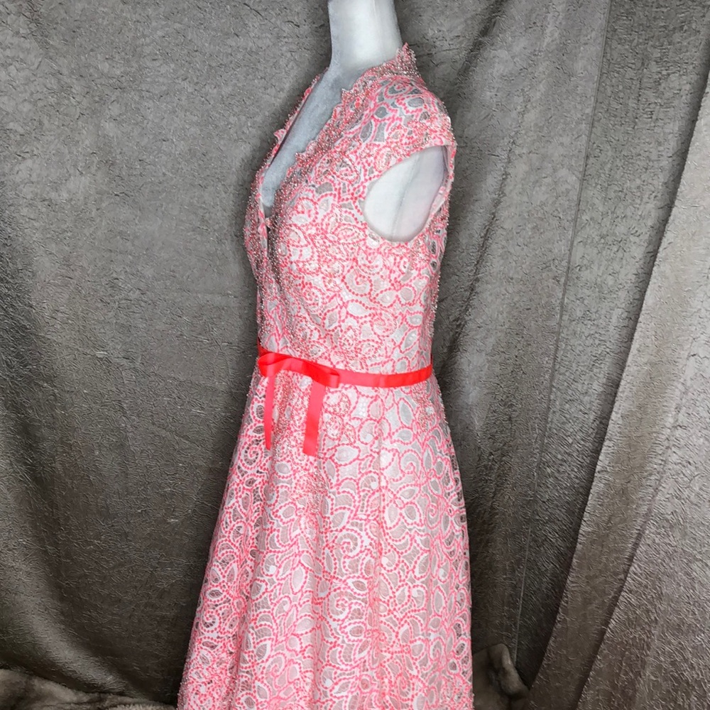 Jovani Pink White Sparkly Fit & Flare Dress - Picture 5 of 6